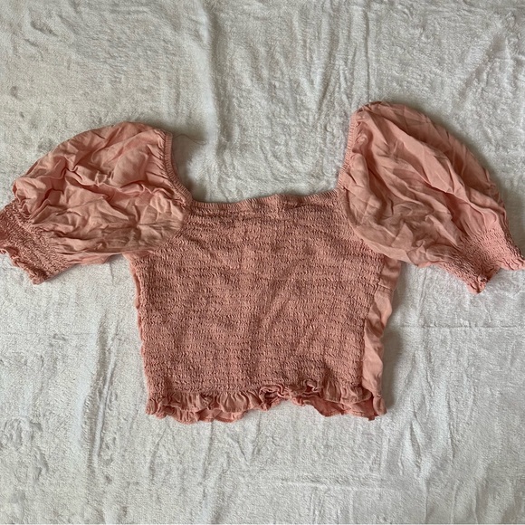 Pink Ruffle Puff Sleeve Blouse Top - Picture 5 of 5